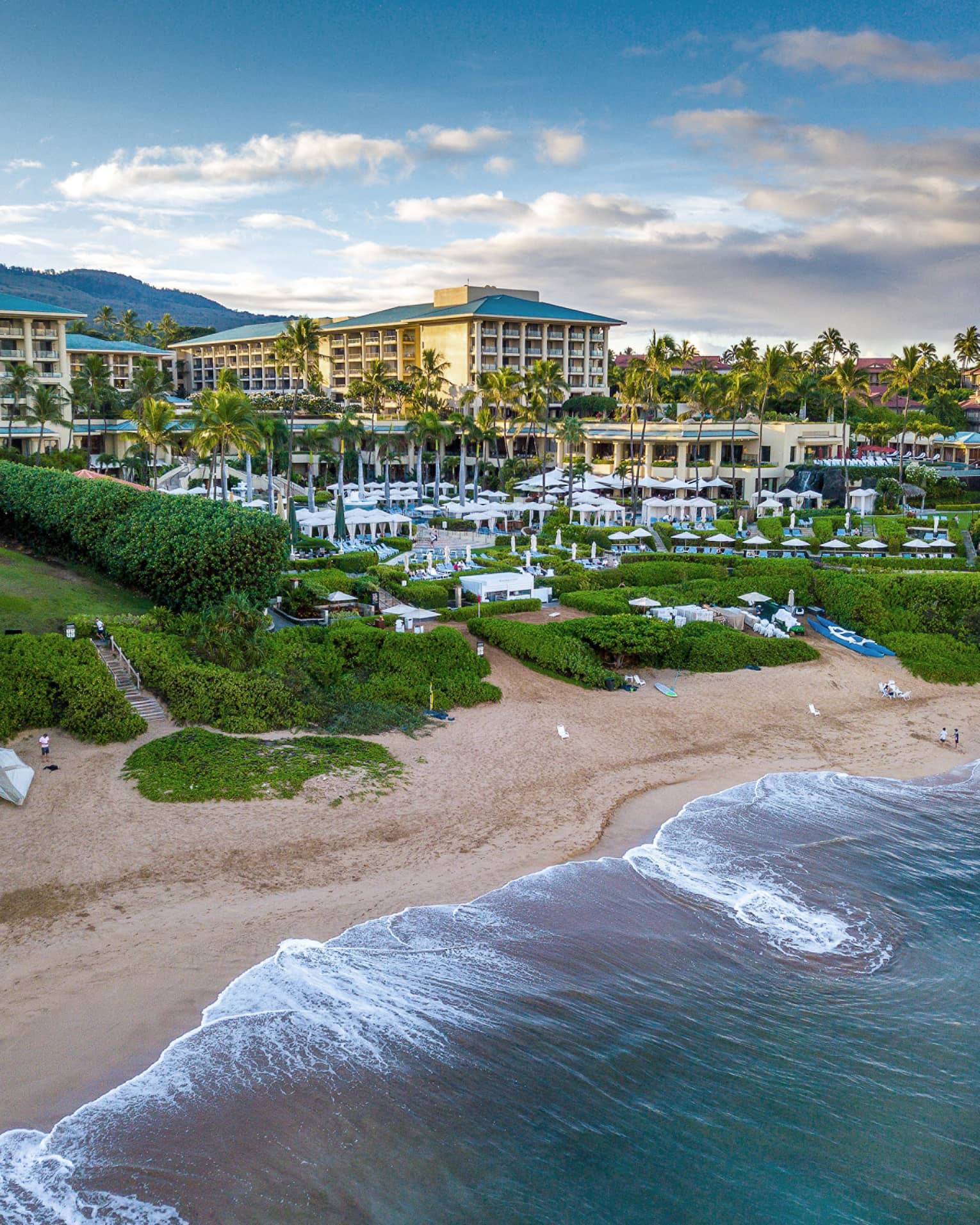 Exterior of Four Seasons Resort Maui grounds set along the beach